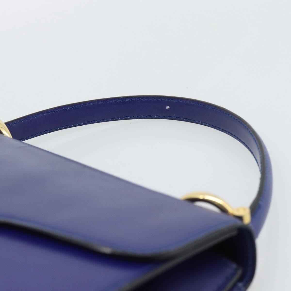 Celine Vintage Carriage Top Handle Leather Blue Leather Handbag (Pre-Owned)