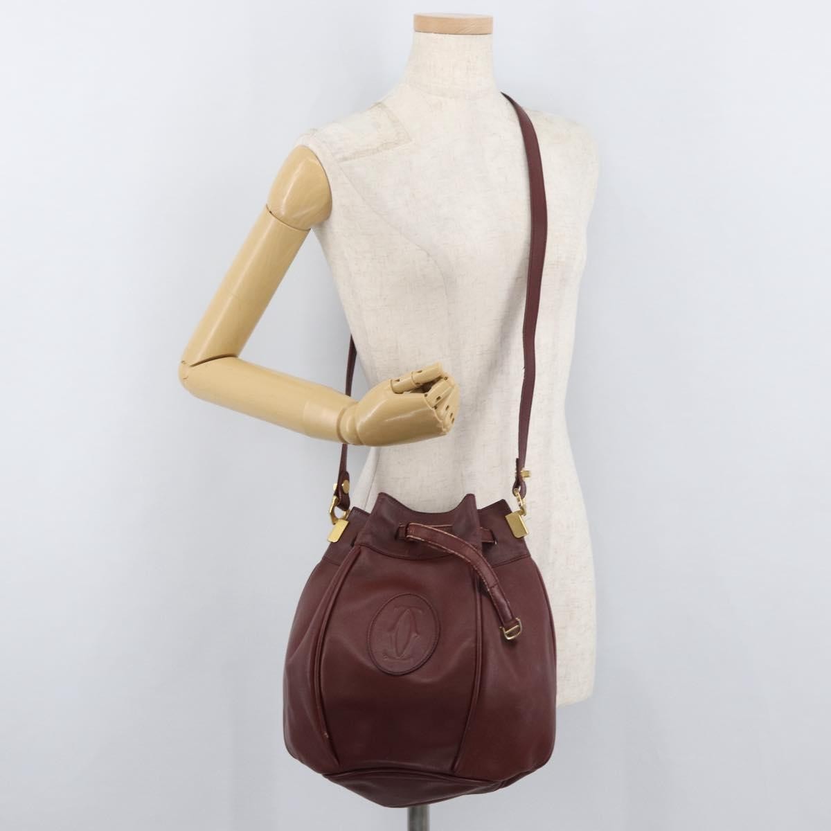 Cartier Must De Cartier Leather Burgundy Leather Shoulder Bag Bag (Pre-Owned)