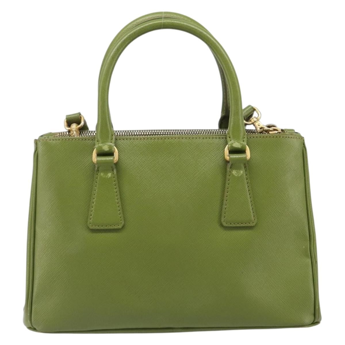 Prada Galleria  Strap Leather Green Leather Handbag (Pre-Owned)