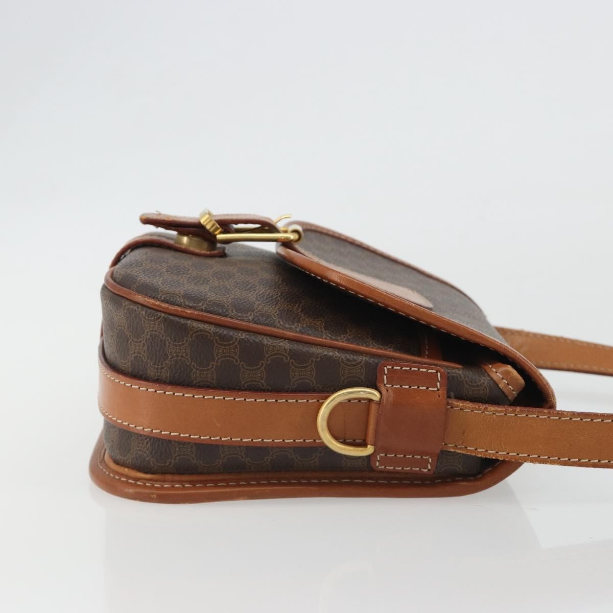 Celine Vintage Macadam Canvas And Leather Brown Canvas Shoulder Bag Bag (Pre-Owned)