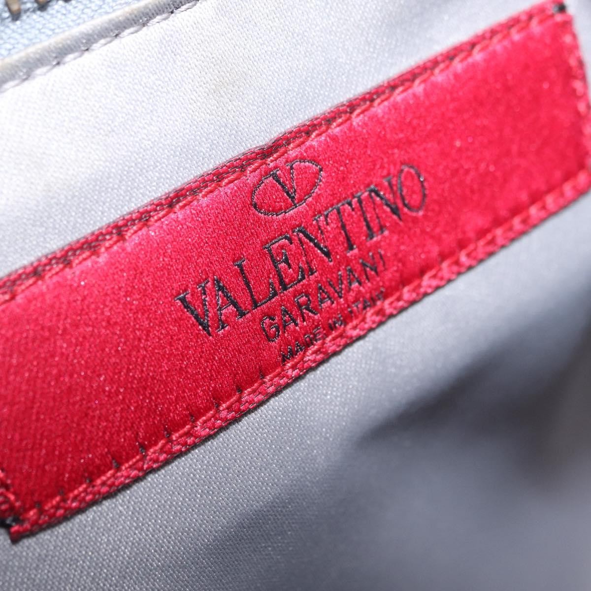 Valentino Garavani Rockstud Pouch Leather Gray Leather Clutche & Pouche Bag (Pre-Owned)