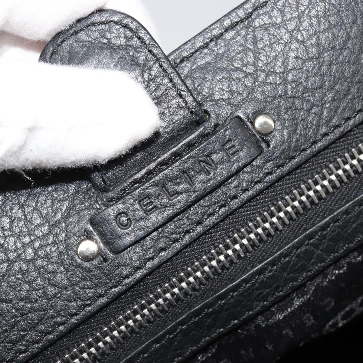 Celine Shoulder Leather Black Leather Shoulder Bag Bag (Pre-Owned)