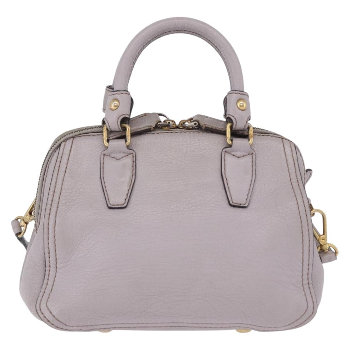MCM Vintage Leather Gray Leather Handbag (Pre-Owned)