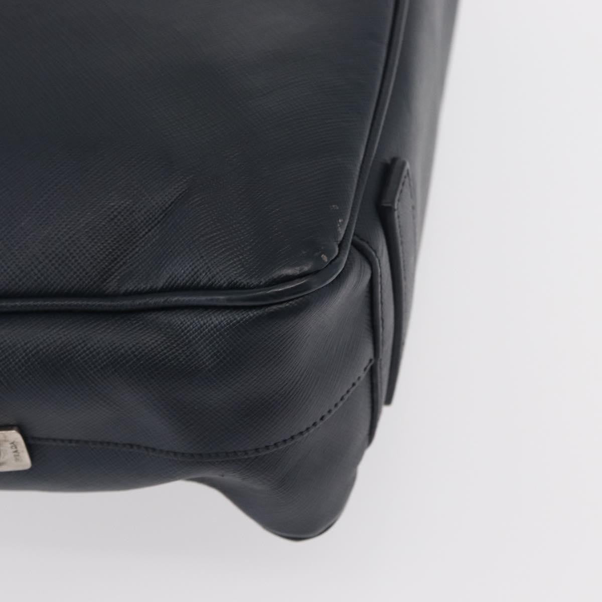 Prada Convertible Zip Around Saffiano Leather Navy Leather Briefcase Bag (Pre-Owned)