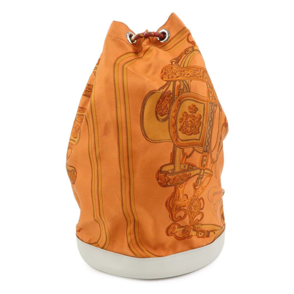 Hermes Soie Cool Printed Silk And Calfskin Orange Silk Handbag (Pre-Owned)