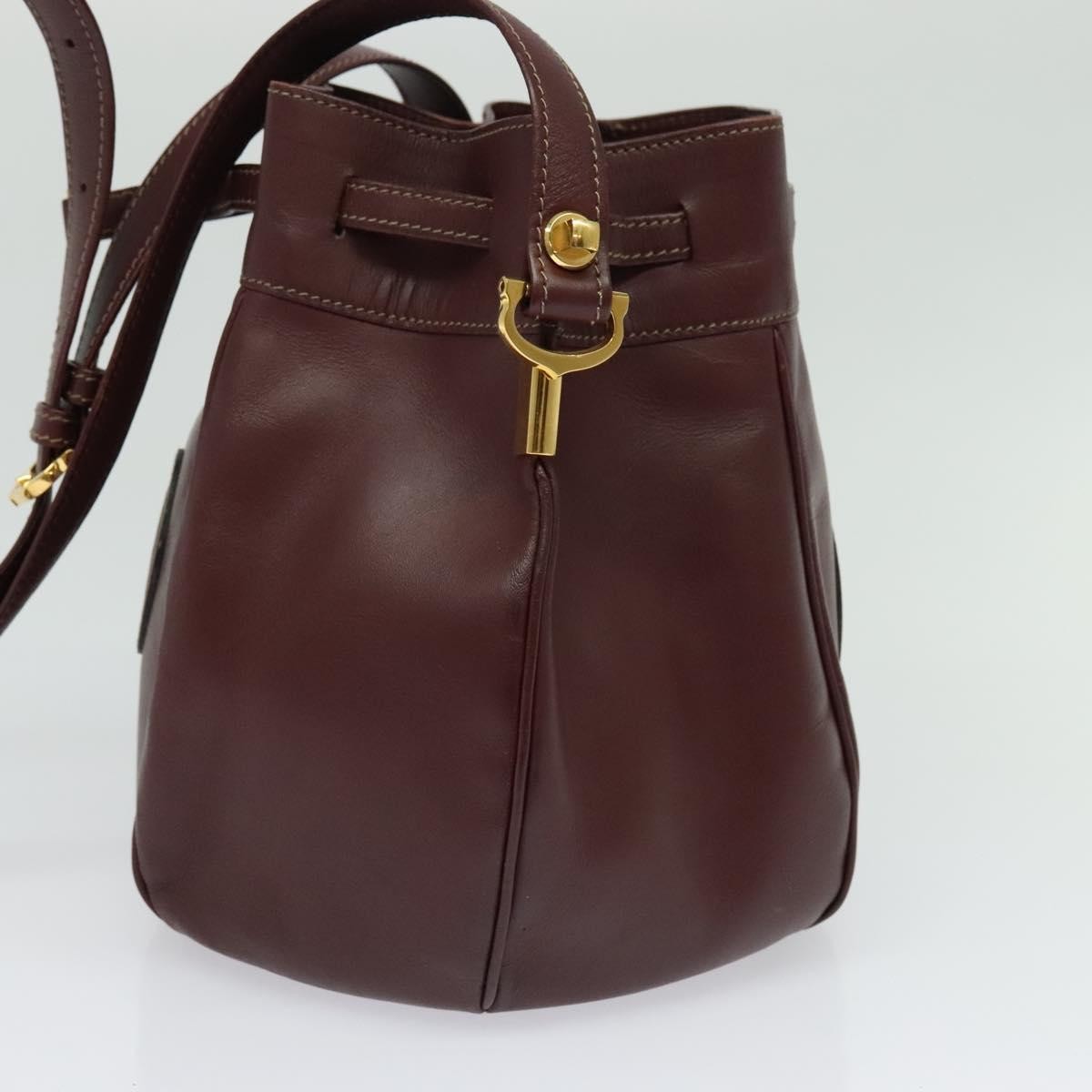 Cartier Must De Cartier Leather Burgundy Leather Shoulder Bag Bag (Pre-Owned)