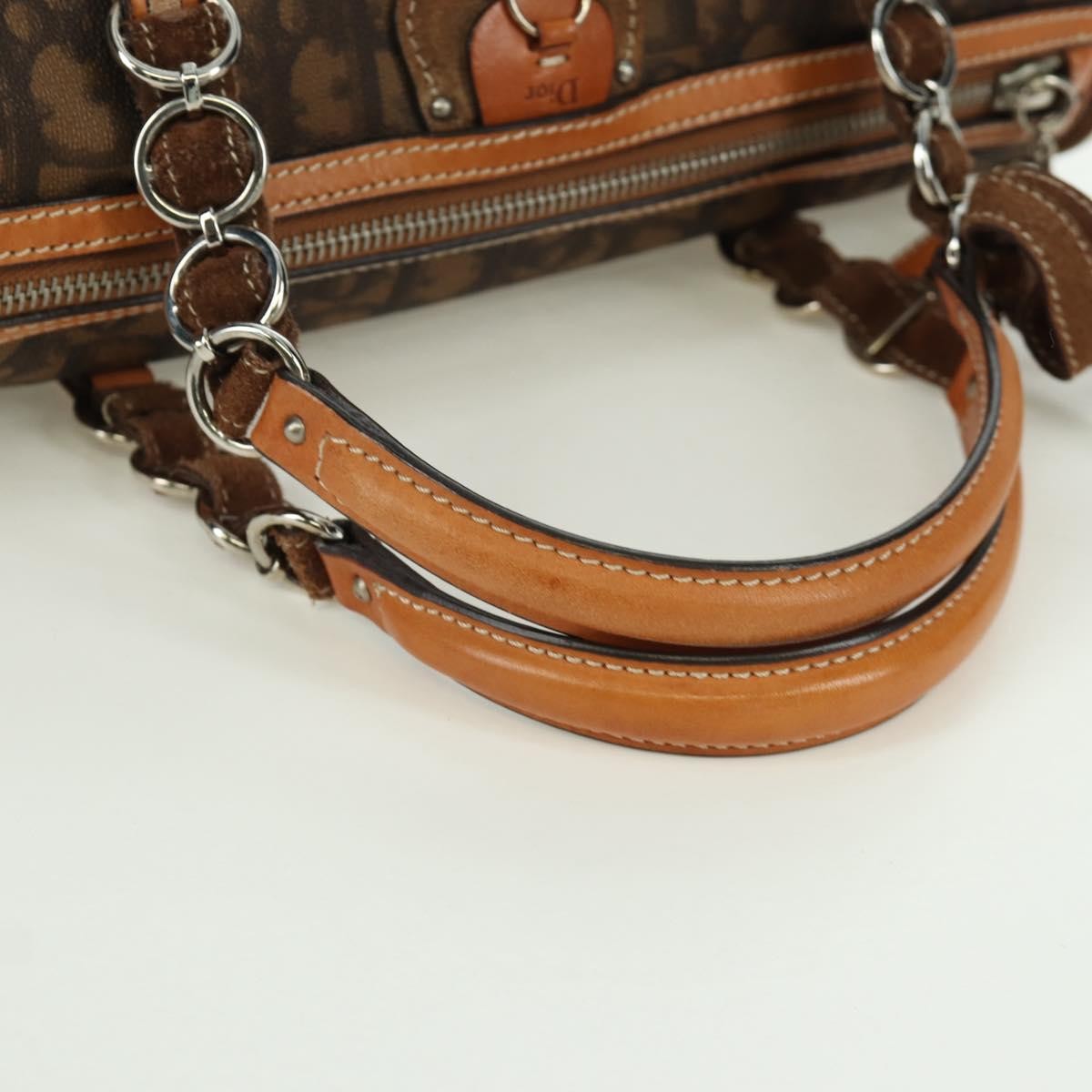 Christian Dior Vintage Trotter Romantique Boston Diorissimo Coated Canvas Brown Canvas Handbag (Pre-Owned)