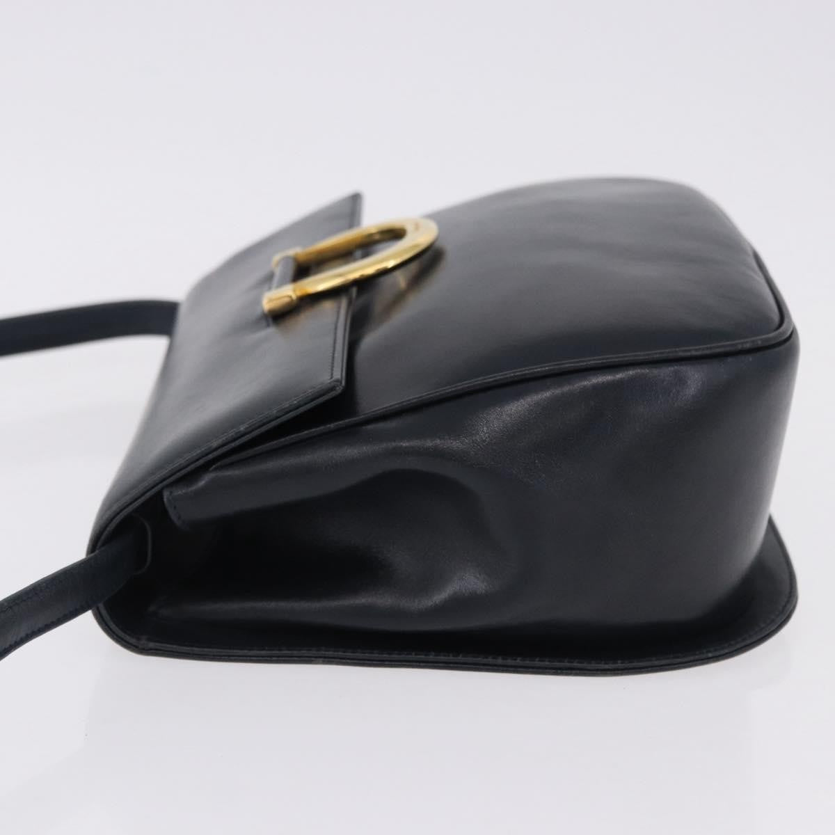 Salvatore Ferragamo Gancini Leather Navy Leather Shoulder Bag Bag (Pre-Owned)
