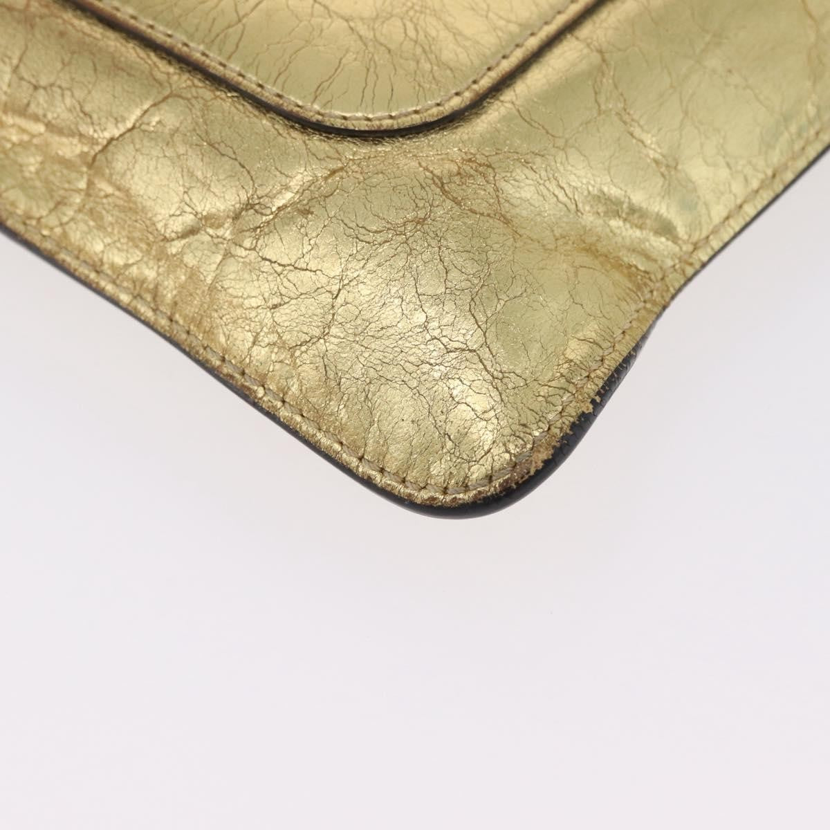 Chanel Feminine Crinkled Leather Gold Leather Clutche & Pouche Bag (Pre-Owned)