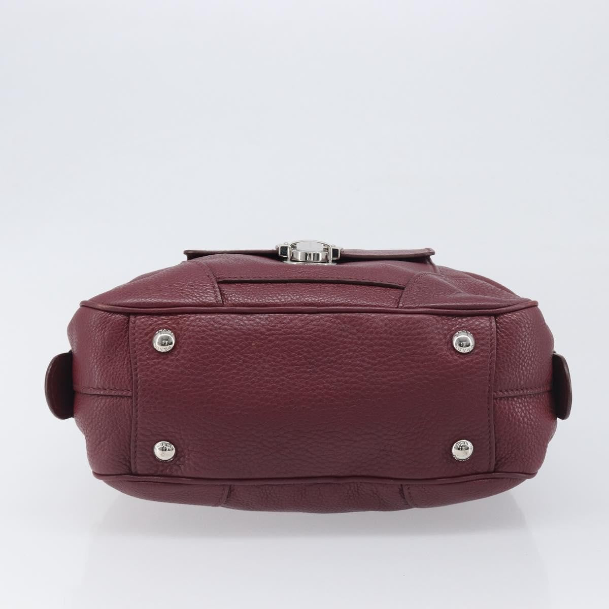 Prada Front Pocket Pushlock Convertible Boston Vitello Daino Burgundy Leather Handbag (Pre-Owned)