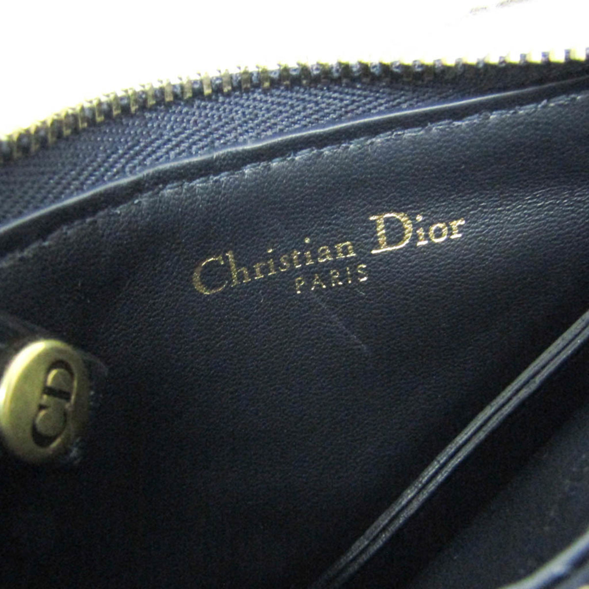 Christian Dior Vintage Saddle Zip Coin Purse Diorissimo Canvas Navy Canvas Clutche & Pouche Bag (Pre-Owned)