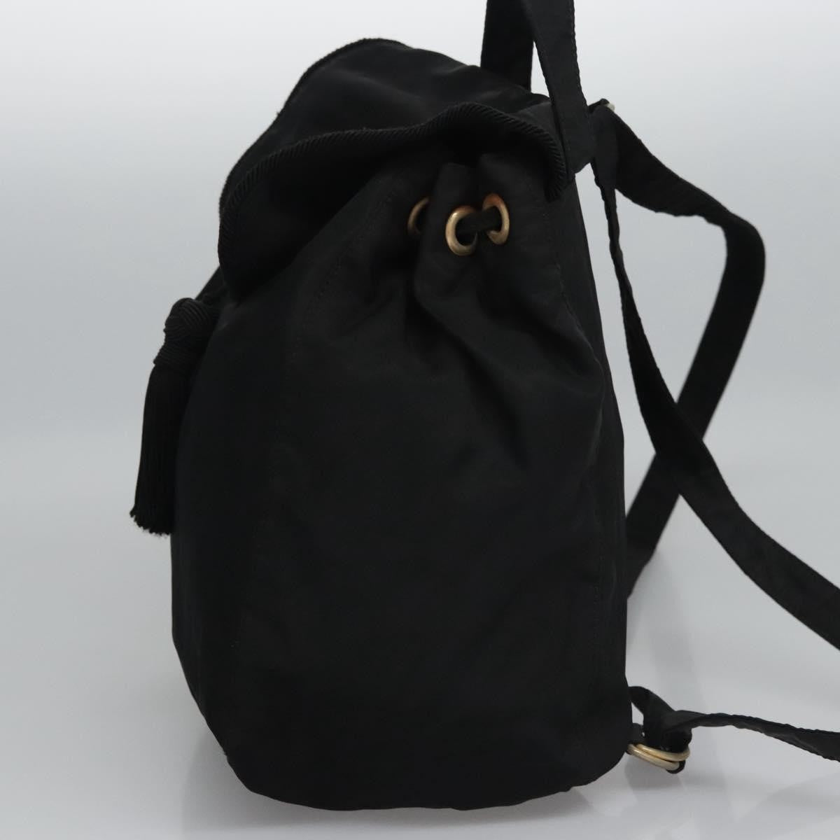 Prada Flap Drawstring Tessuto Black Nylon Backpack Bag (Pre-Owned)