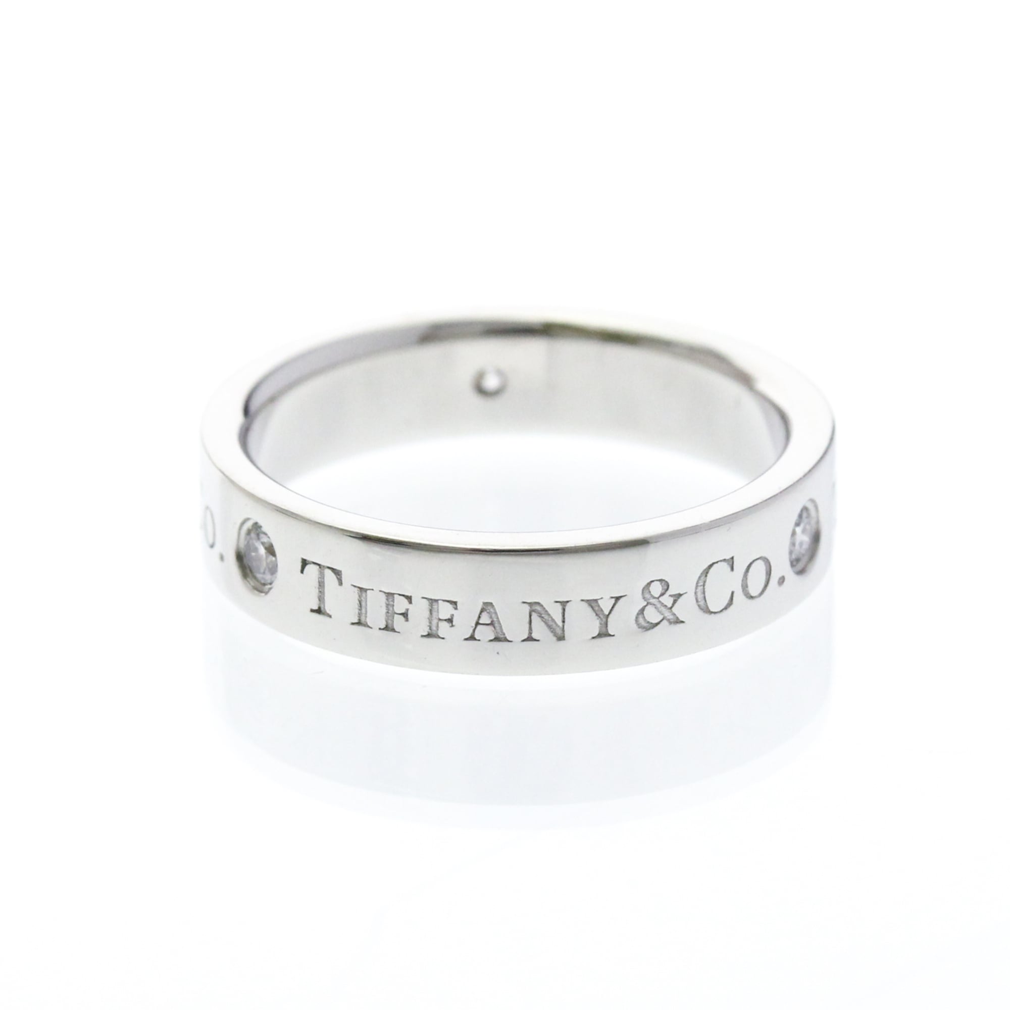 Tiffany & Co. Classic Wedding Band 3 Diamonds Platinum And Diamonds Silver Platinum Ring Jewelry (Pre-Owned)
