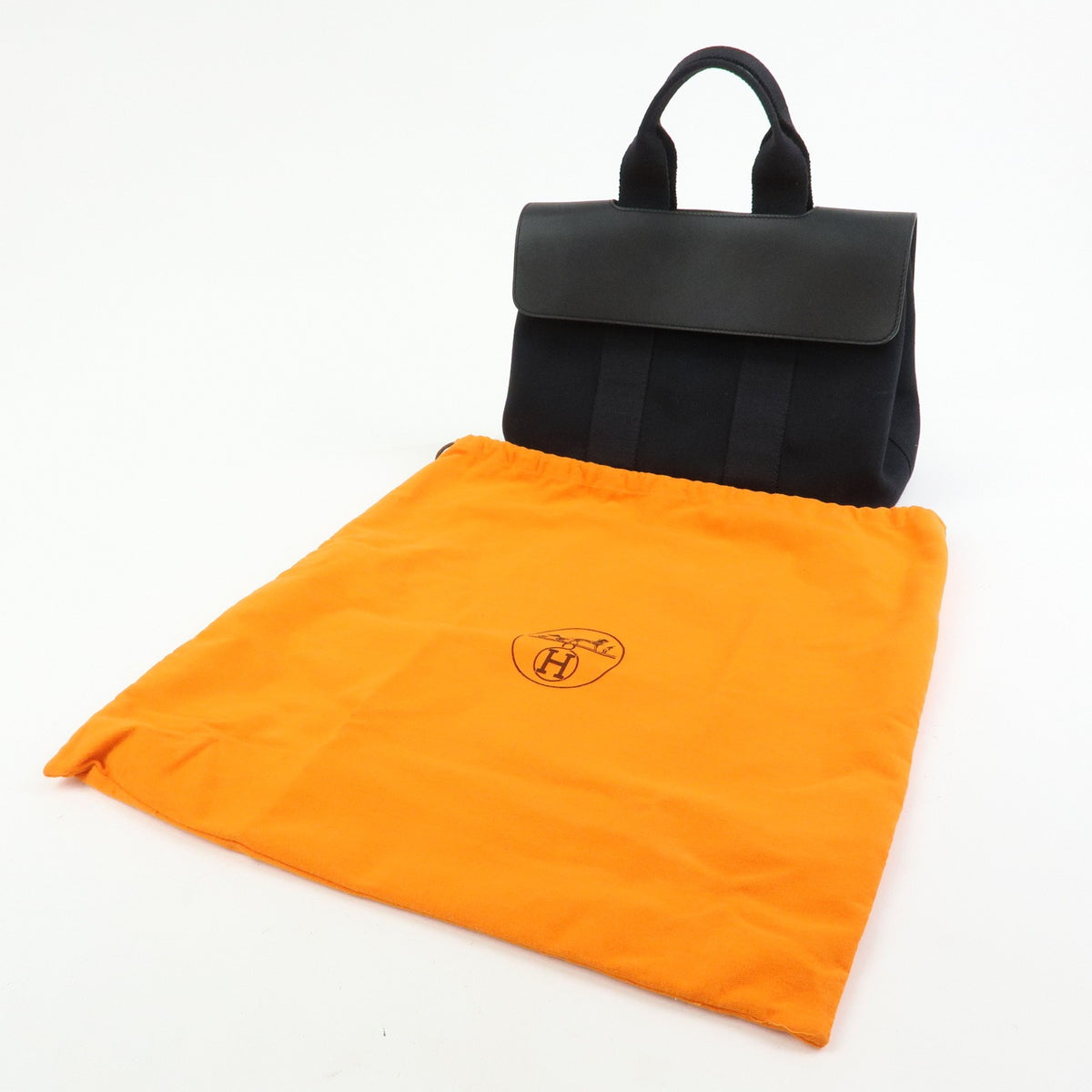 Hermes Valparaiso Toile And Leather Black Canvas Handbag (Pre-Owned)