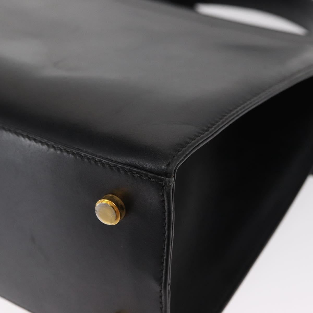 Salvatore Ferragamo Vintage Vara Bow Top Handle Leather Black Leather Handbag (Pre-Owned)