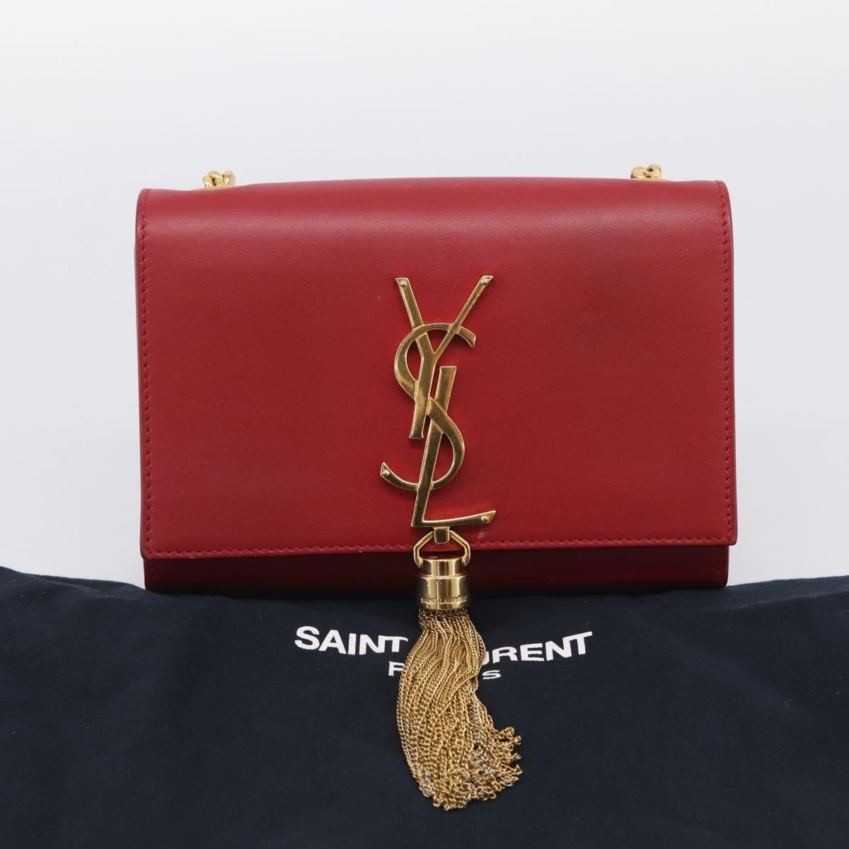 Saint Laurent Classic Monogram Leather Red Leather Crossbody Bag Bag (Pre-Owned)