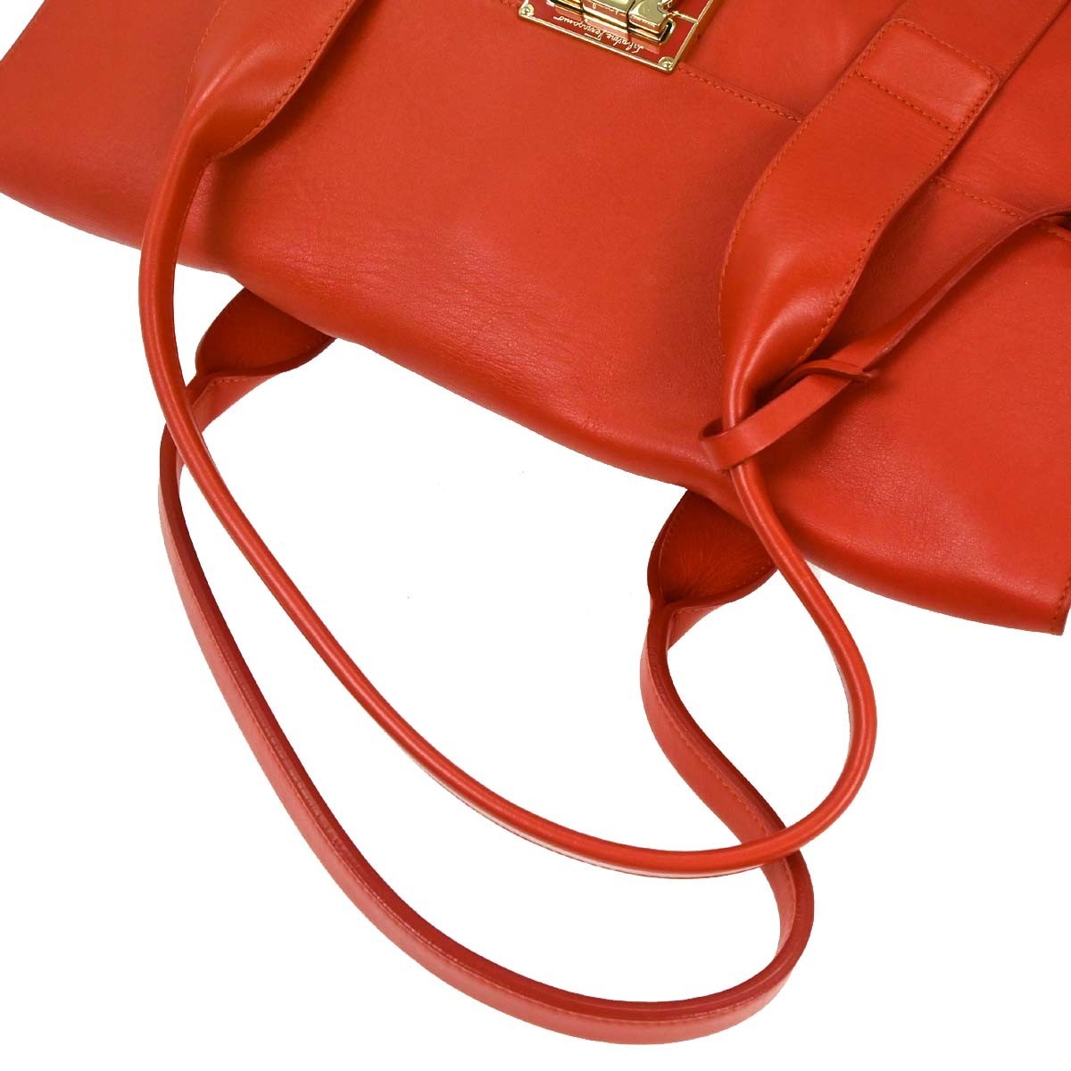 Salvatore Ferragamo Sookie Satchel Leather Red Leather Handbag (Pre-Owned)