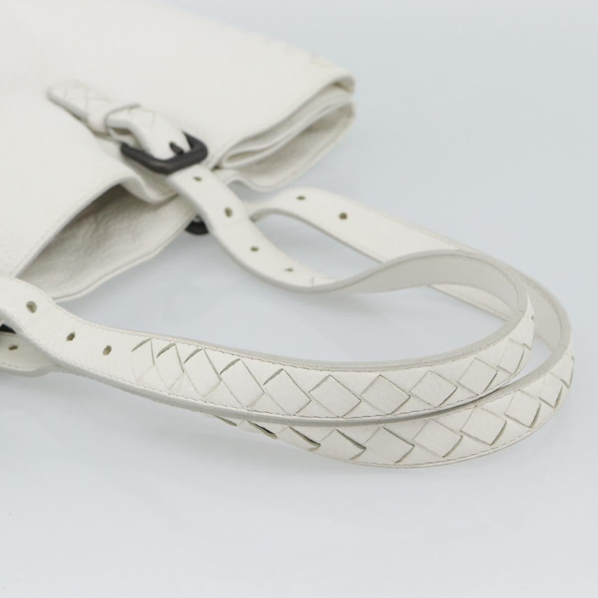 Bottega Veneta Belted Tote Intrecciato Nappa White Leather Tote Bag Bag (Pre-Owned)