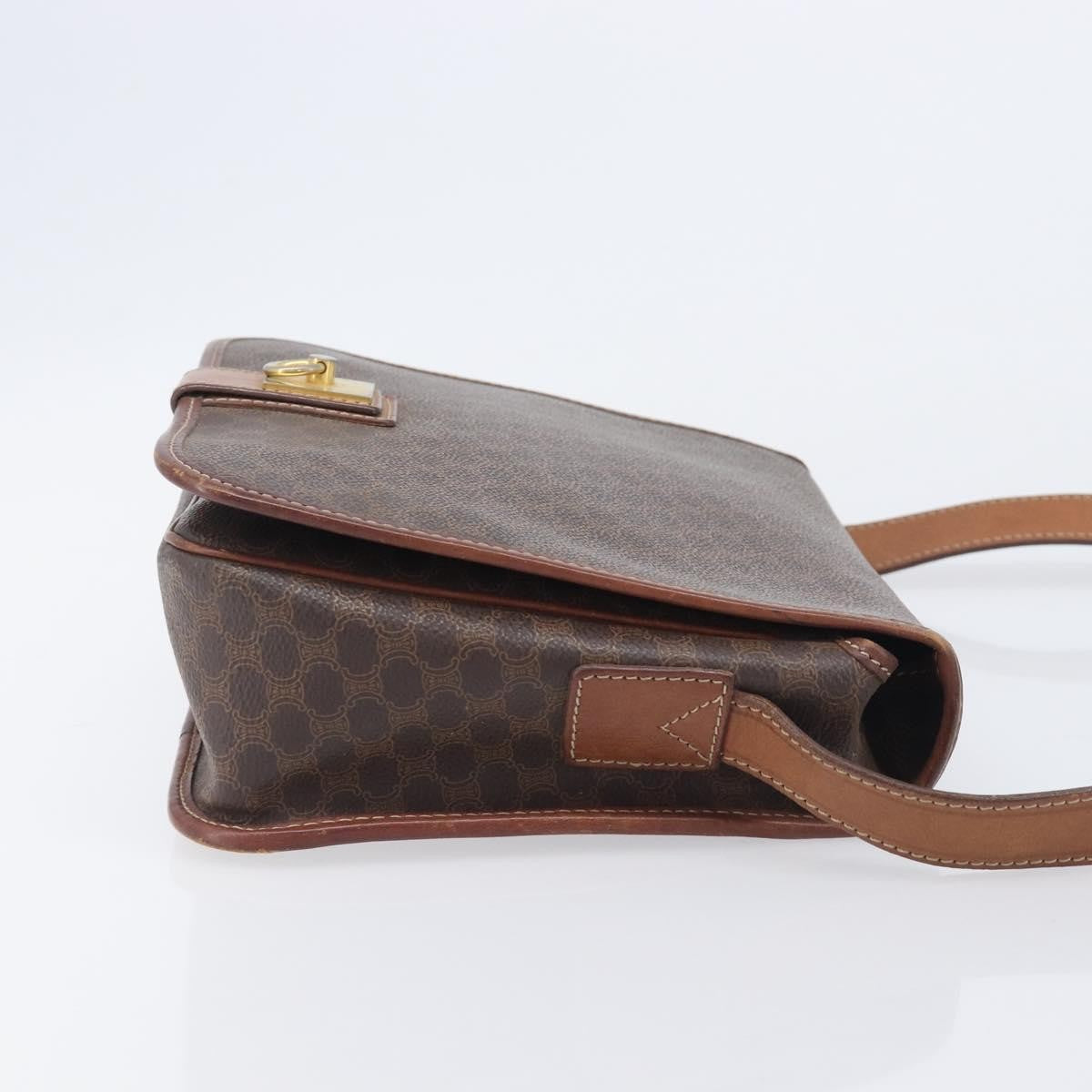 Celine Vintage Macadam Canvas And Leather Brown Canvas Shoulder Bag Bag (Pre-Owned)