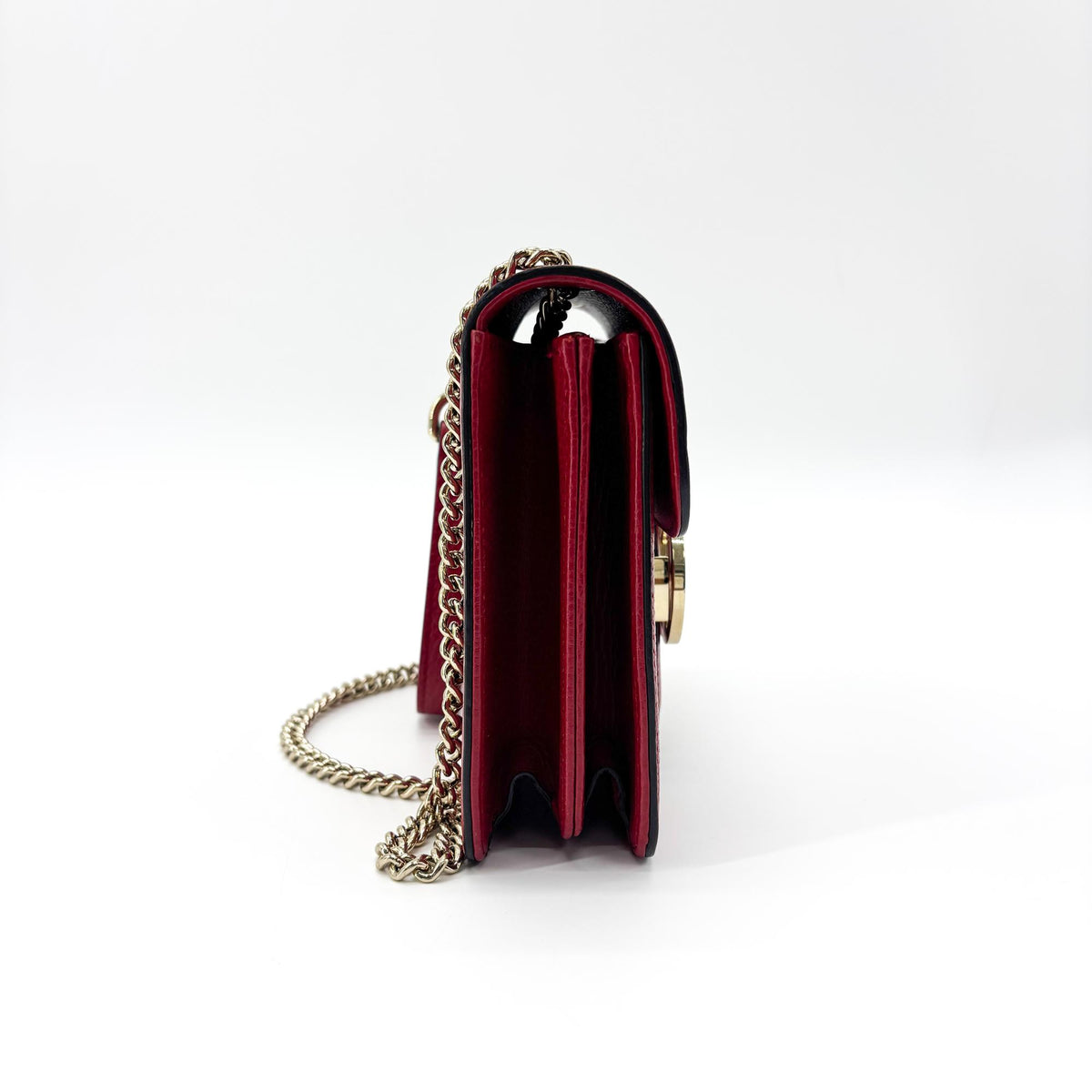 Gucci Interlocking Leather Red Leather Shoulder Bag Bag (Pre-Owned)