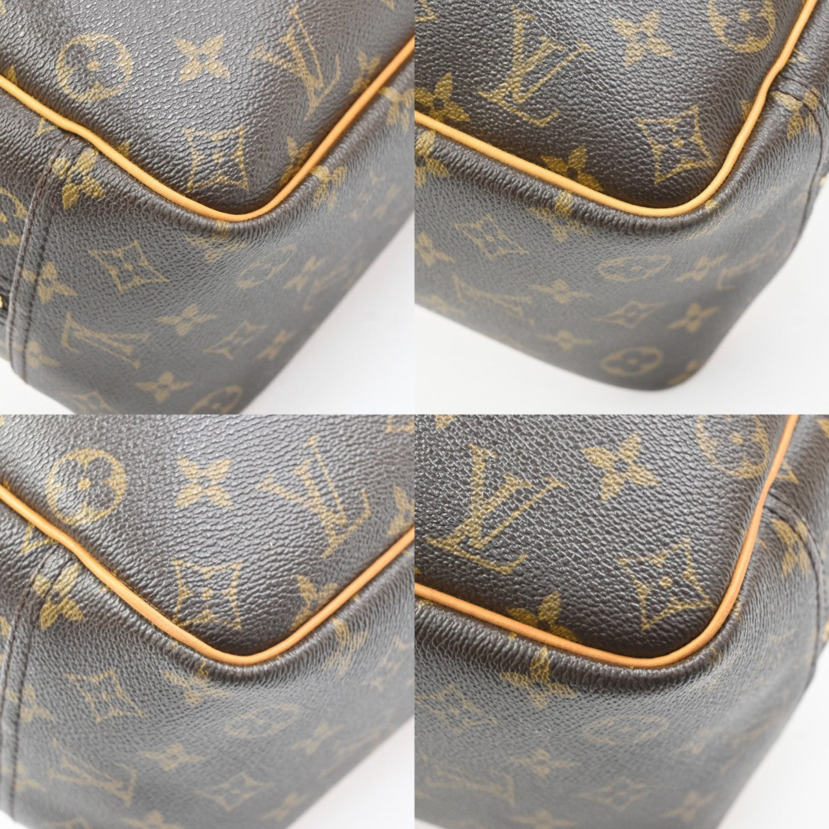 Louis Vuitton Deauville Monogram Canvas Brown Leather Handbag (Pre-Owned)
