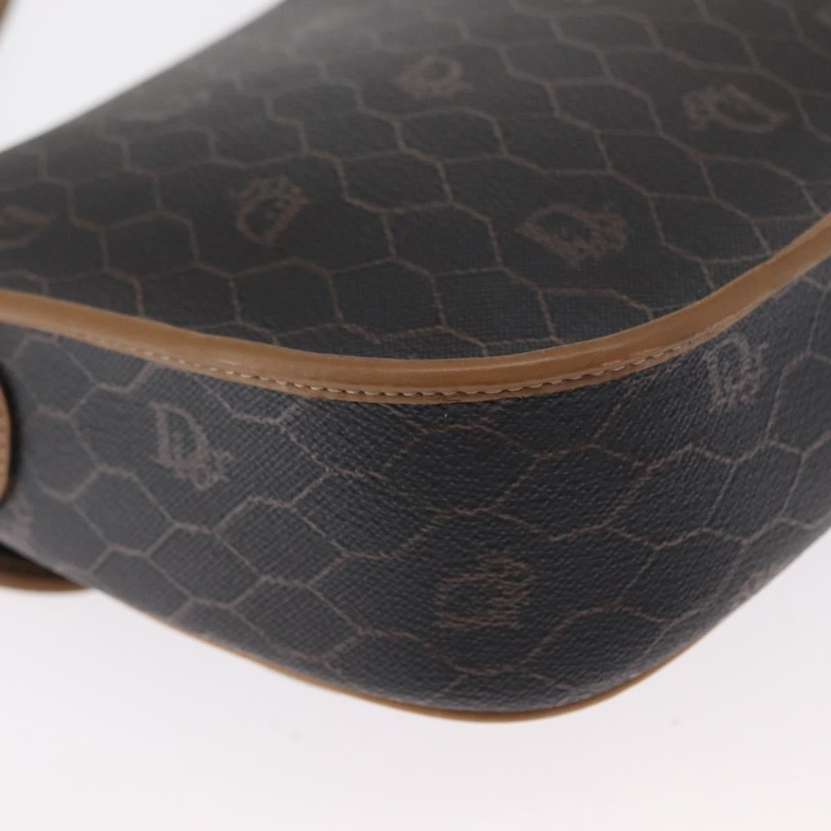 Christian Dior Vintage Honeycomb Flap Canvas And Leather Black Canvas Shoulder Bag Bag (Pre-Owned)