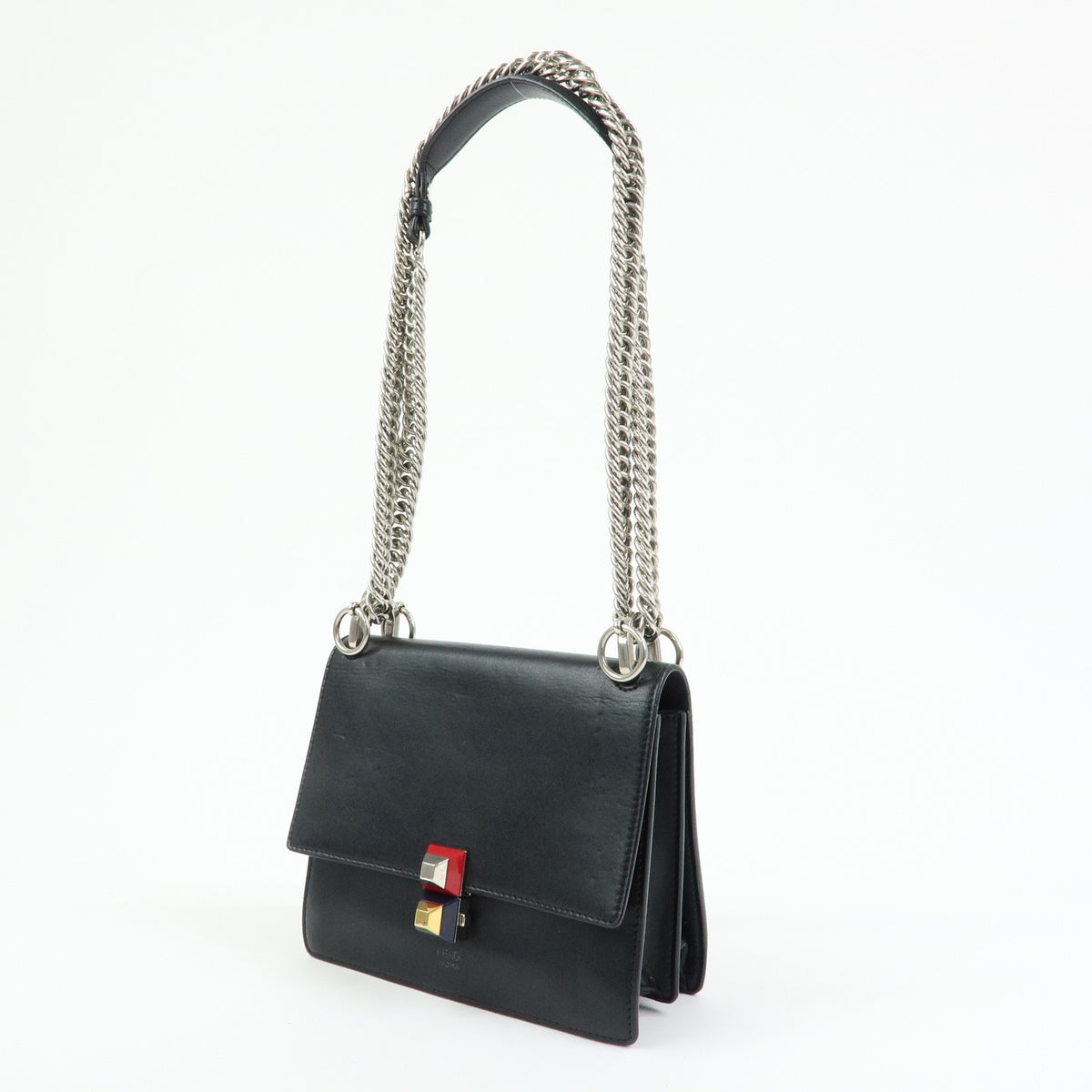 Fendi Kan I Leather Black Leather Shoulder Bag Bag (Pre-Owned)