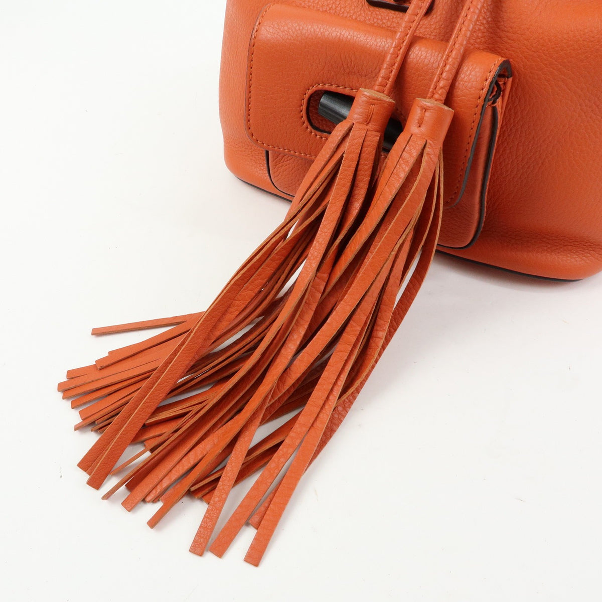 Gucci Bamboo Tassel Leather Orange Leather Backpack Bag (Pre-Owned)