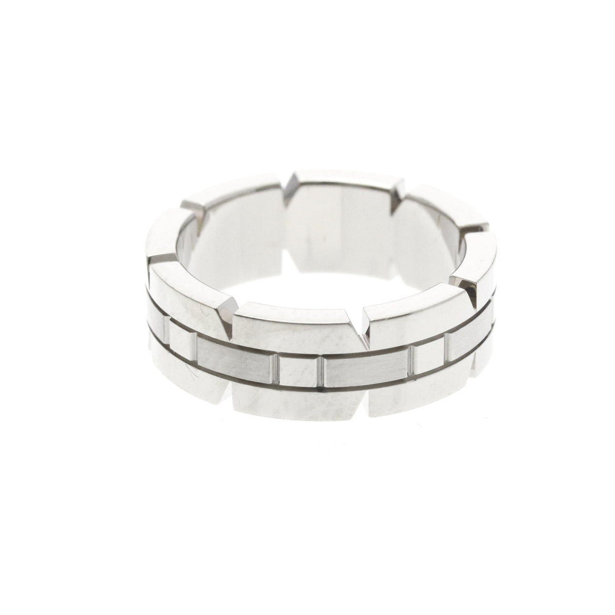 Cartier Tank Francaise 18K White Gold Silver White_Gold Ring Jewelry (Pre-Owned)