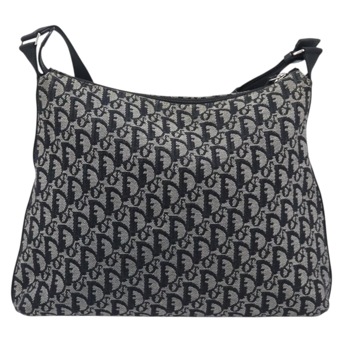 Christian Dior Vintage Trotter Messenger Diorissimo Canvas Gray Canvas Handbag (Pre-Owned)