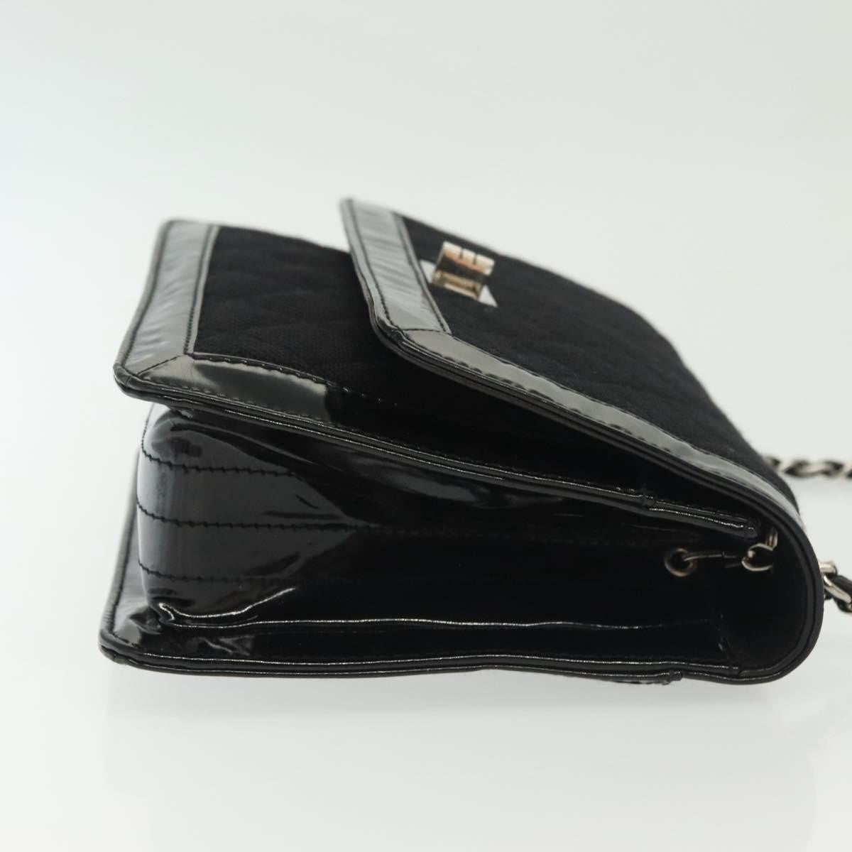 Chanel Vintage Mademoiselle Flap Quilted Canvas With Patent Black Canvas Shoulder Bag Bag (Pre-Owned)