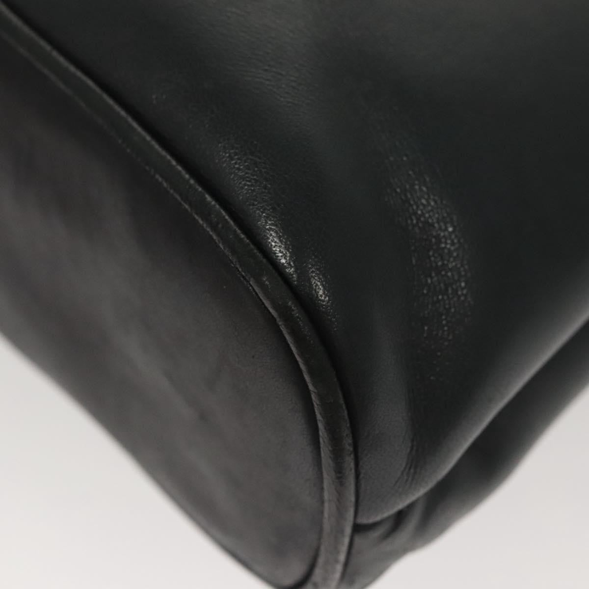 Bally Vintage Quilted Leather Navy Leather Shoulder Bag Bag (Pre-Owned)