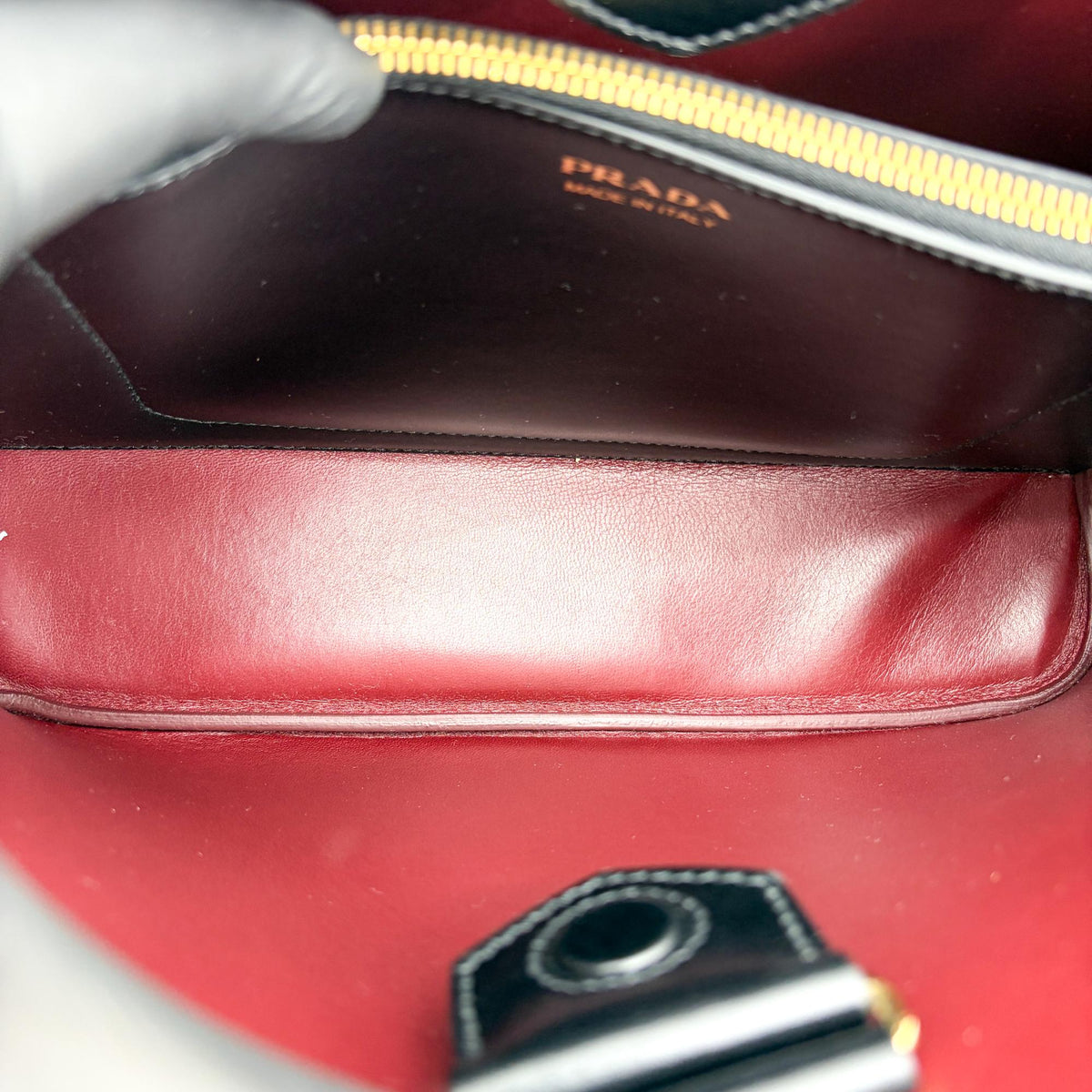 Prada Matinee Top Handle Saffiano Leather Black Leather Handbag (Pre-Owned)