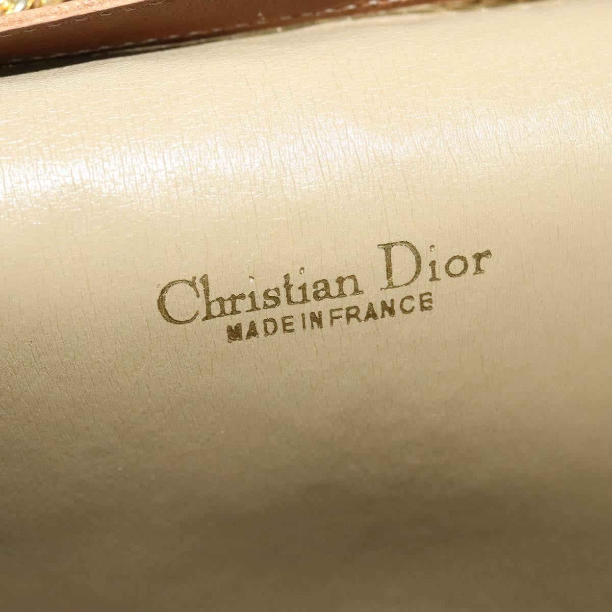 Christian Dior Vintage Honeycomb Chain Canvas Beige Canvas Bag (Pre-Owned)