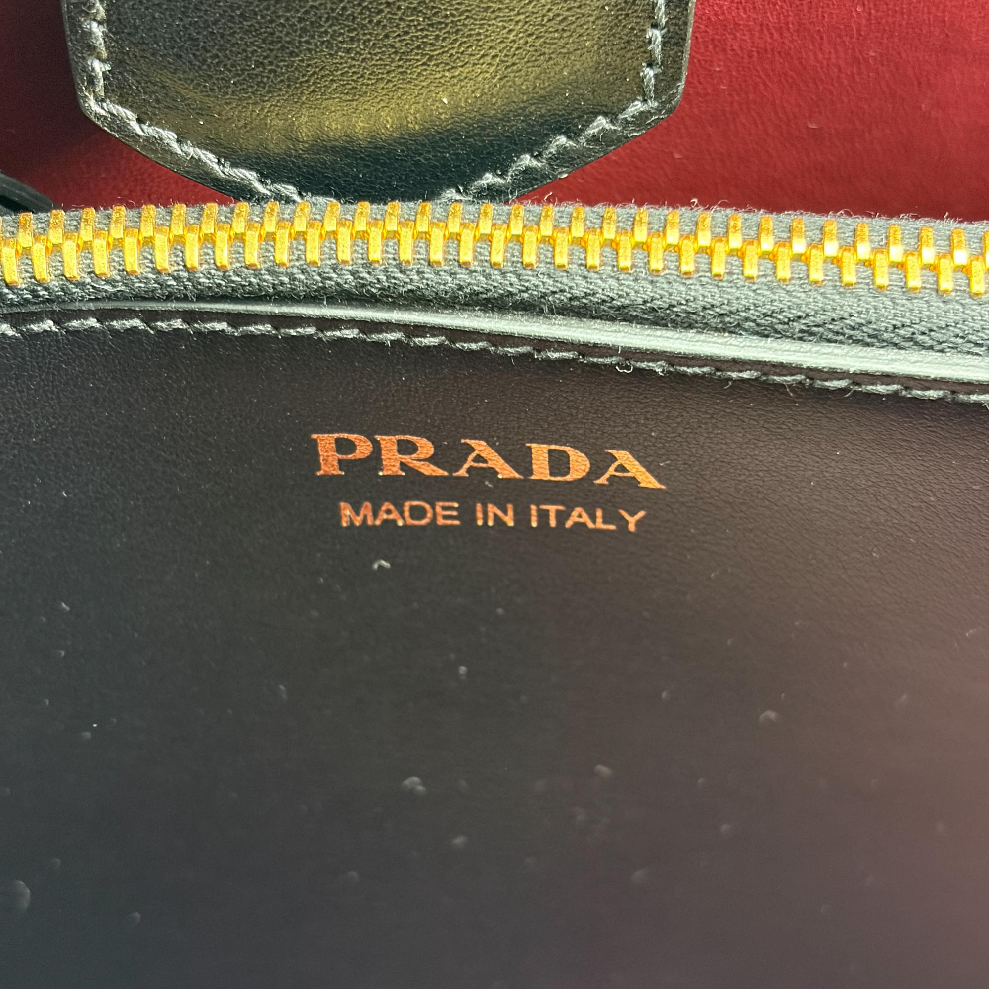 Prada Matinee Top Handle Saffiano Leather Black Leather Handbag (Pre-Owned)
