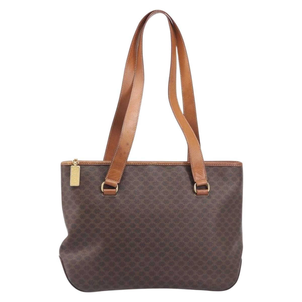 Celine Macadam Shoulder Leather Brown Canvas Crossbody Bag Bag (Pre-Owned)
