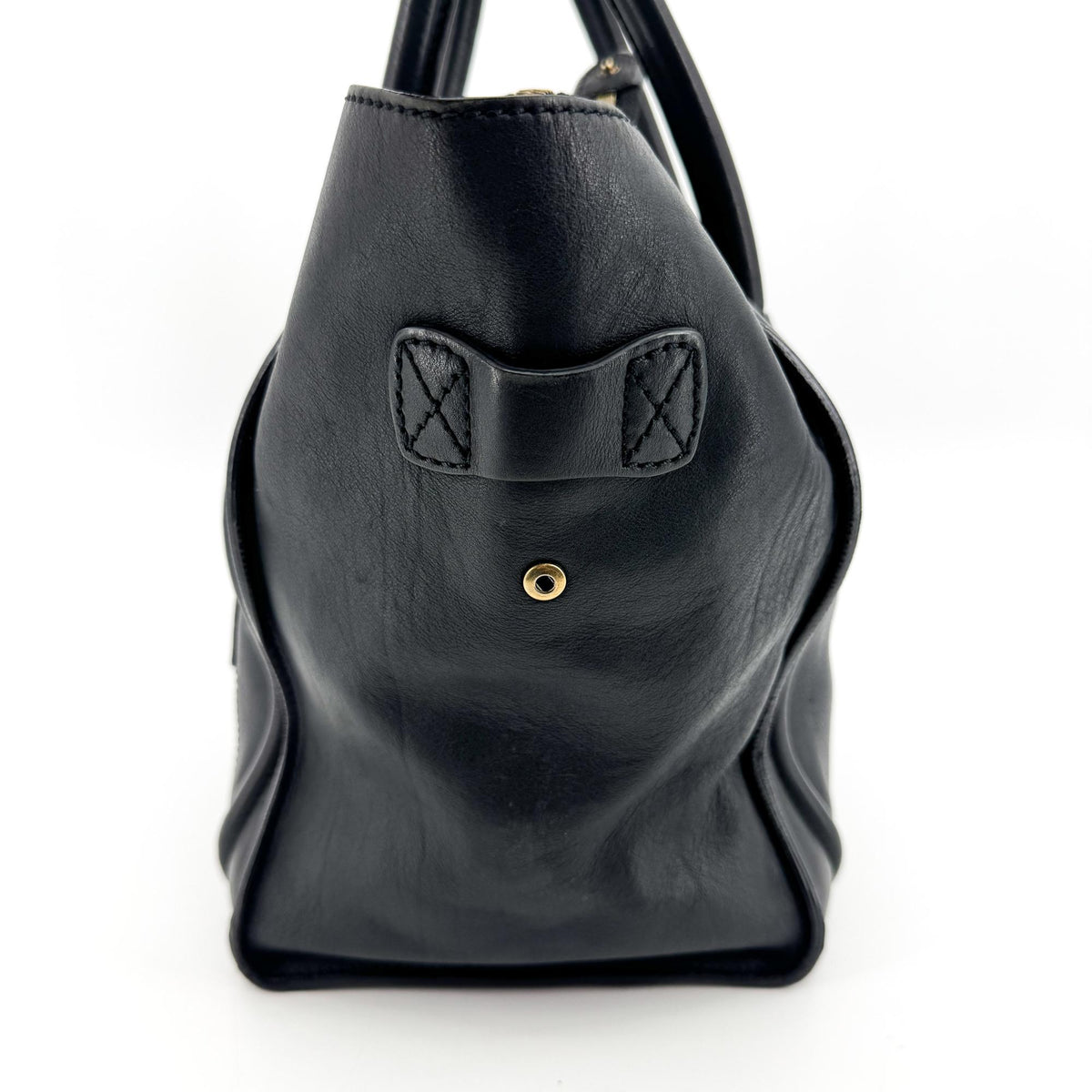 Celine Luggage Embossed Leather Black Leather Handbag (Pre-Owned)
