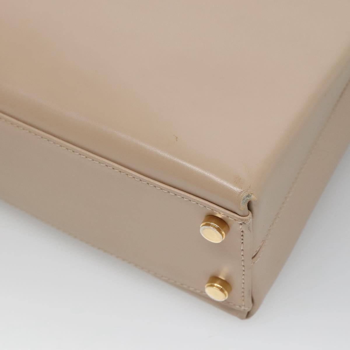 Salvatore Ferragamo Gancini Convertible Top Handle Leather Beige Leather Handbag (Pre-Owned)