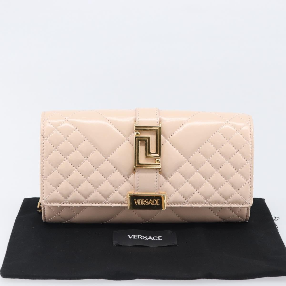 Versace Greca Goddess Convertible Clutch Leather Pink Leather Shoulder Bag Bag (Pre-Owned)