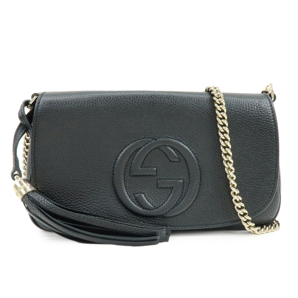 Gucci Soho Chain Leather Black Calfskin Crossbody Bag Bag (Pre-Owned)
