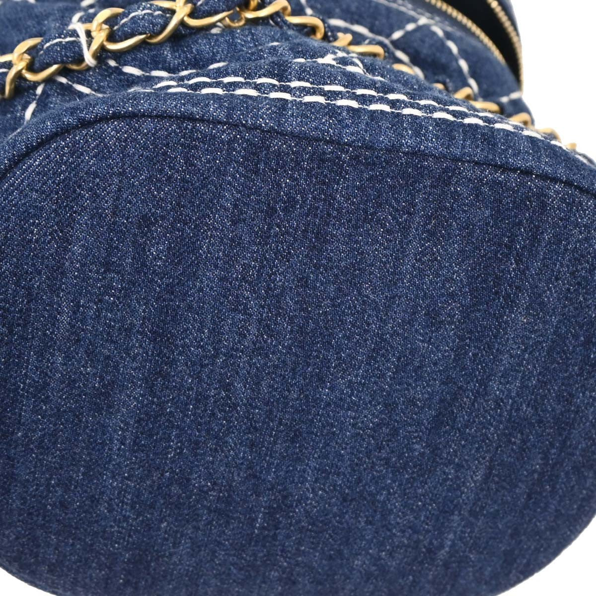 Chanel Vanity Case Quilted Denim Blue Denim_Jeans Handbag (Pre-Owned)