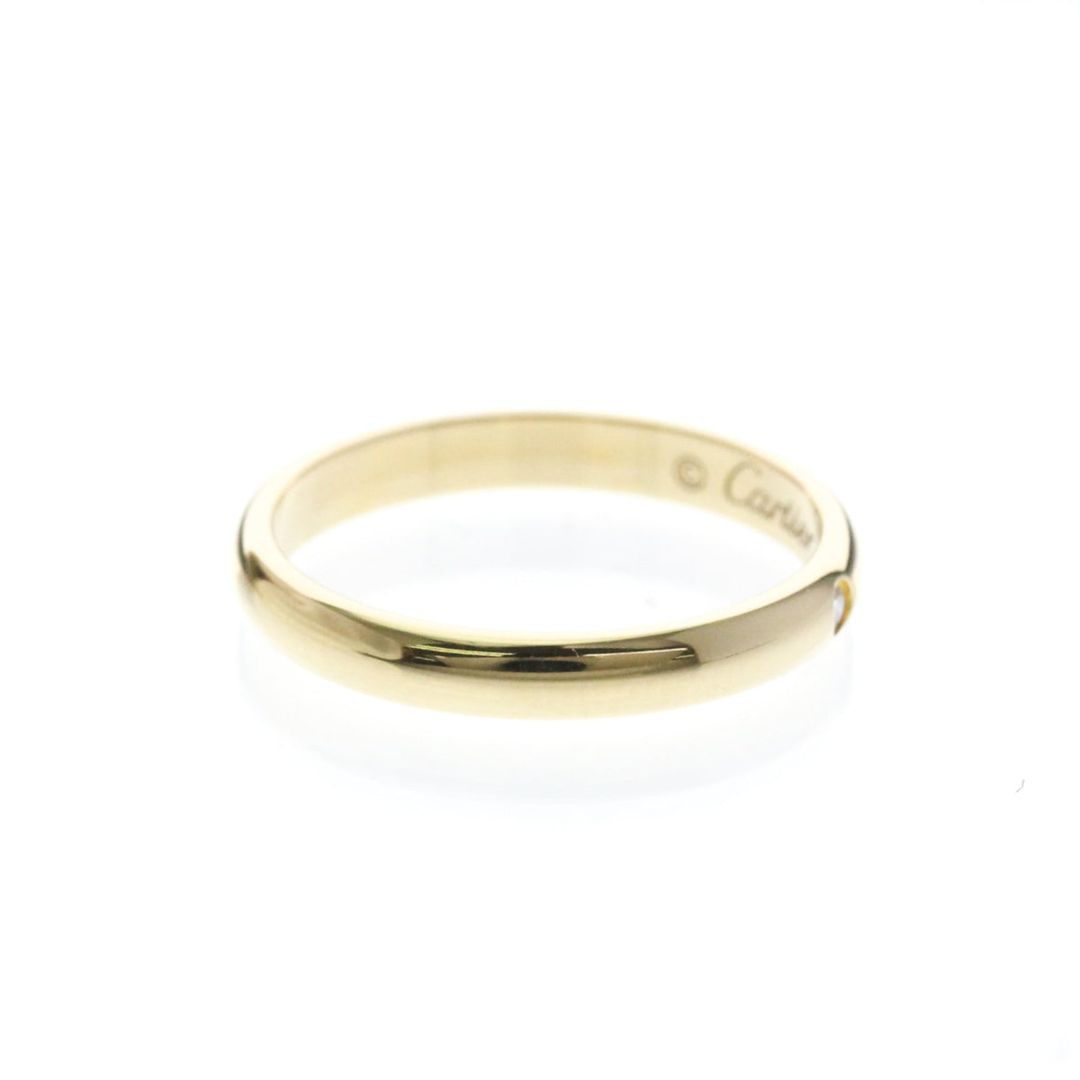 Cartier 1895 Wedding Band 18K Rose Gold With Diamond Gold Yellow_Gold Ring Jewelry (Pre-Owned)