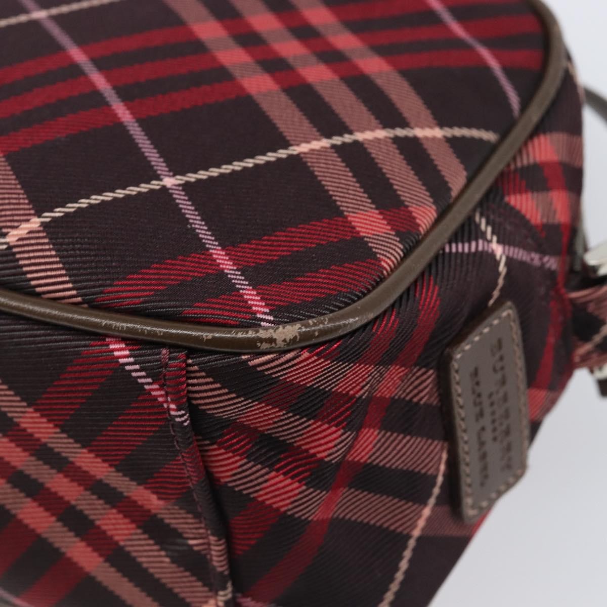 Burberry Nova Check Blue Label Nylon Burgundy Nylon Shoulder Bag Bag (Pre-Owned)