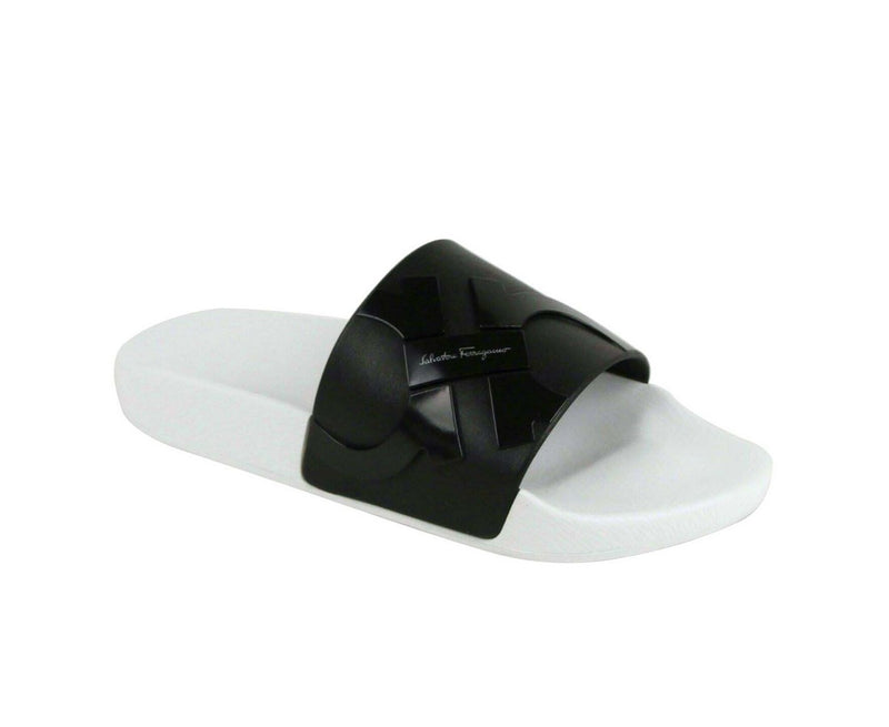 Salvatore Ferragamo Men's Dante Black / White Rubber Slide Sandal