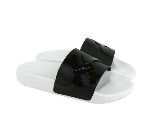 Salvatore Ferragamo Men's Dante Black / White Rubber Slide Sandal