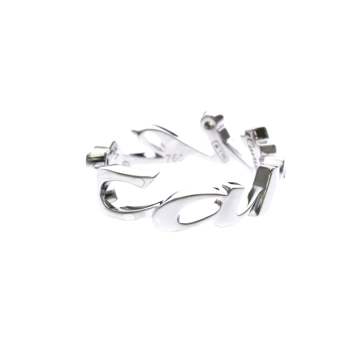 Cartier Signature 18K White Gold Silver White_Gold Ring Jewelry (Pre-Owned)
