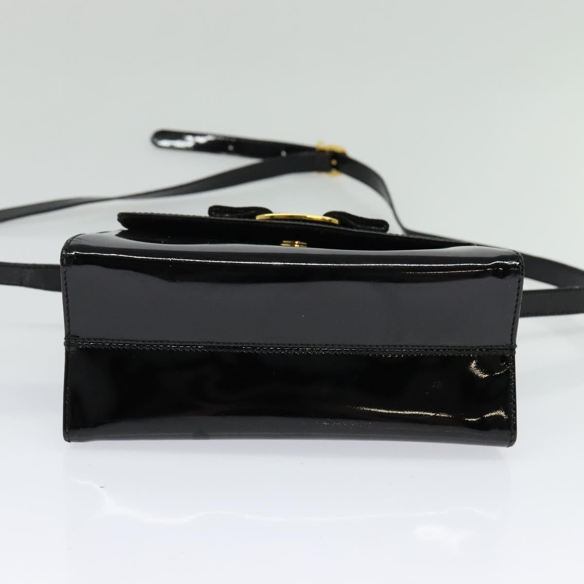 Salvatore Ferragamo Vintage Vara Bow Top Handle Leather Black Patent_Leather Handbag (Pre-Owned)