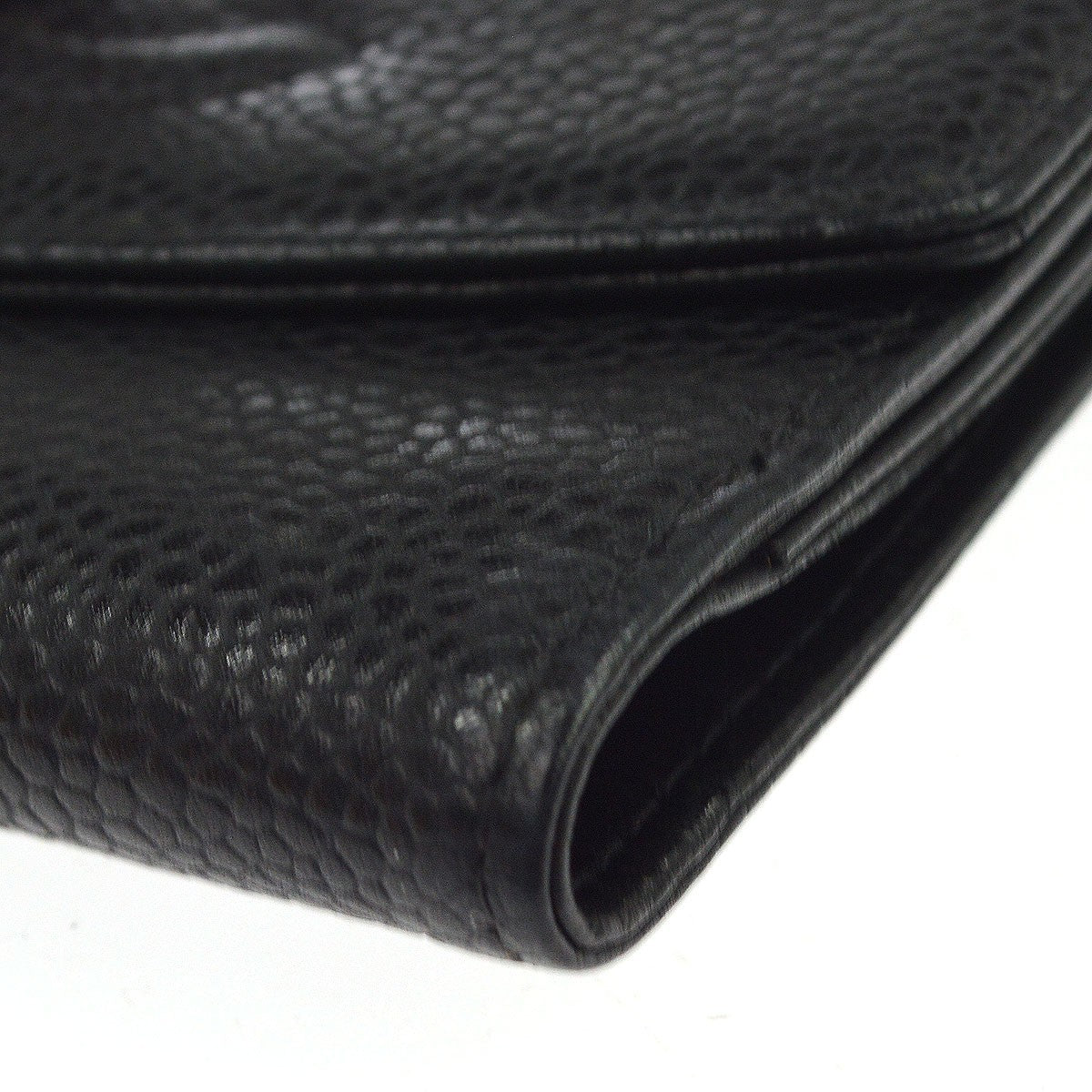 Chanel Vintage Timeless Bifold Caviar Black Leather Wallets Accessory (Pre-Owned)