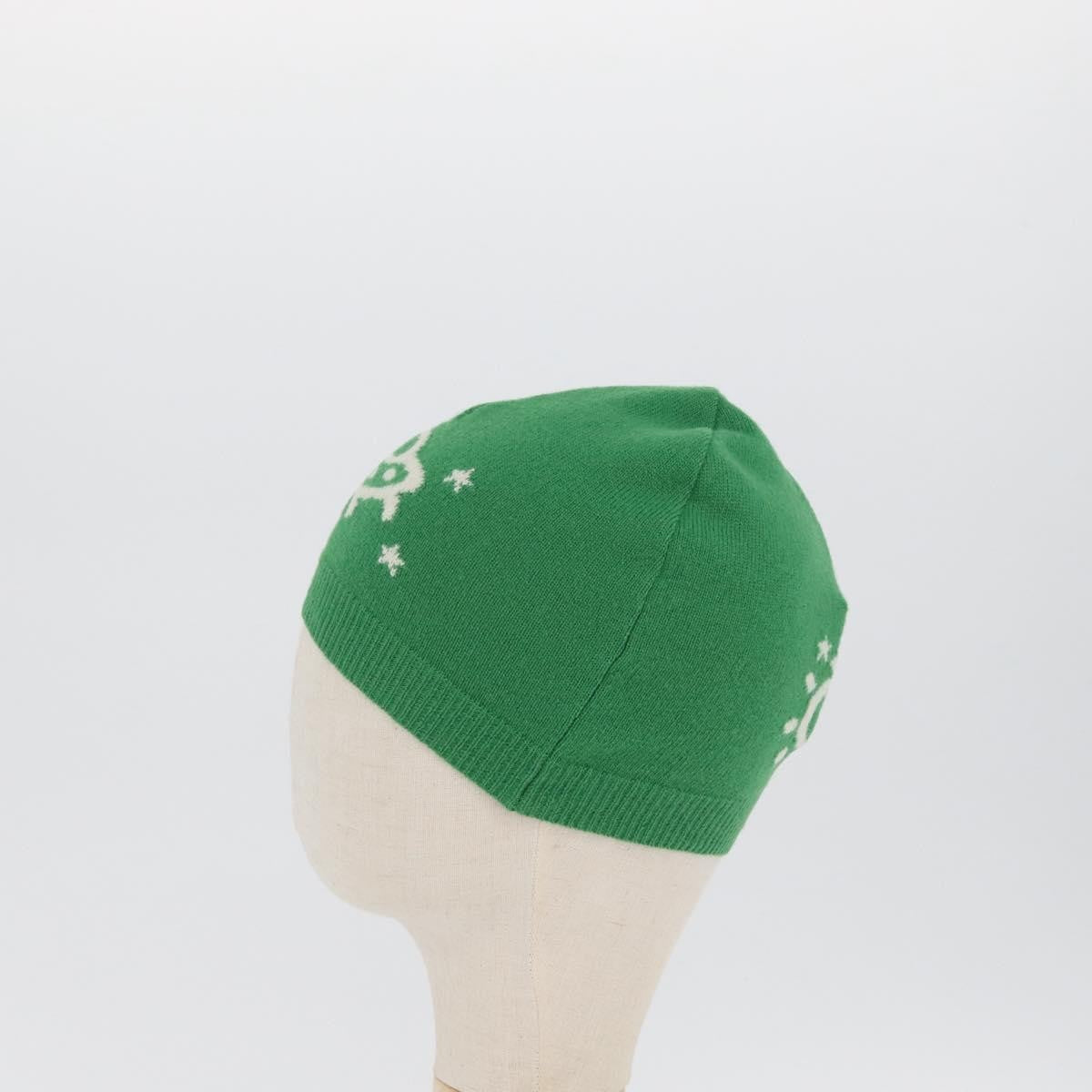 Gucci Beanie Alien Intarsia Green Canvas Head Accessory Accessory (Pre-Owned)