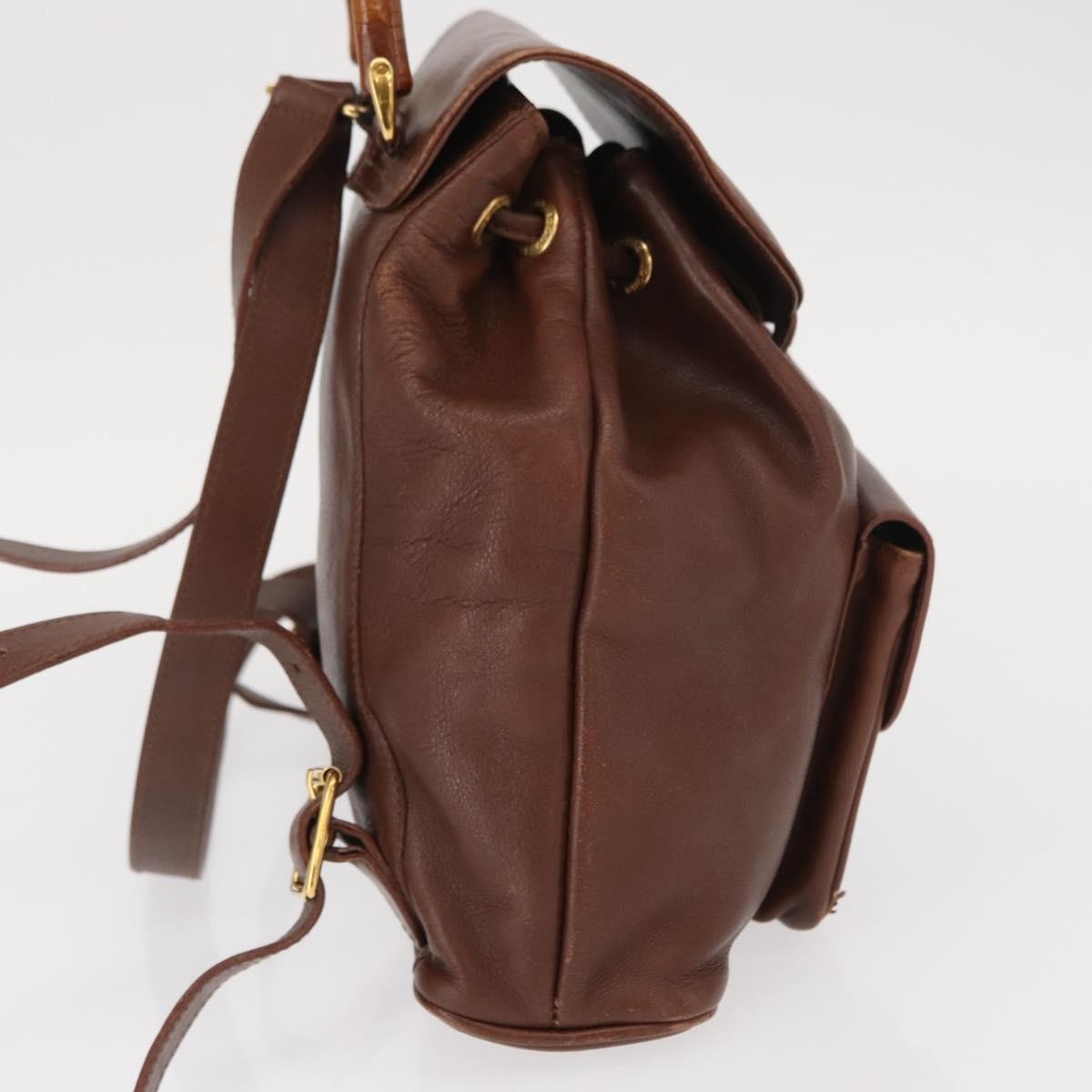 Gucci Vintage Bamboo Leather Brown Leather Backpack Bag (Pre-Owned)